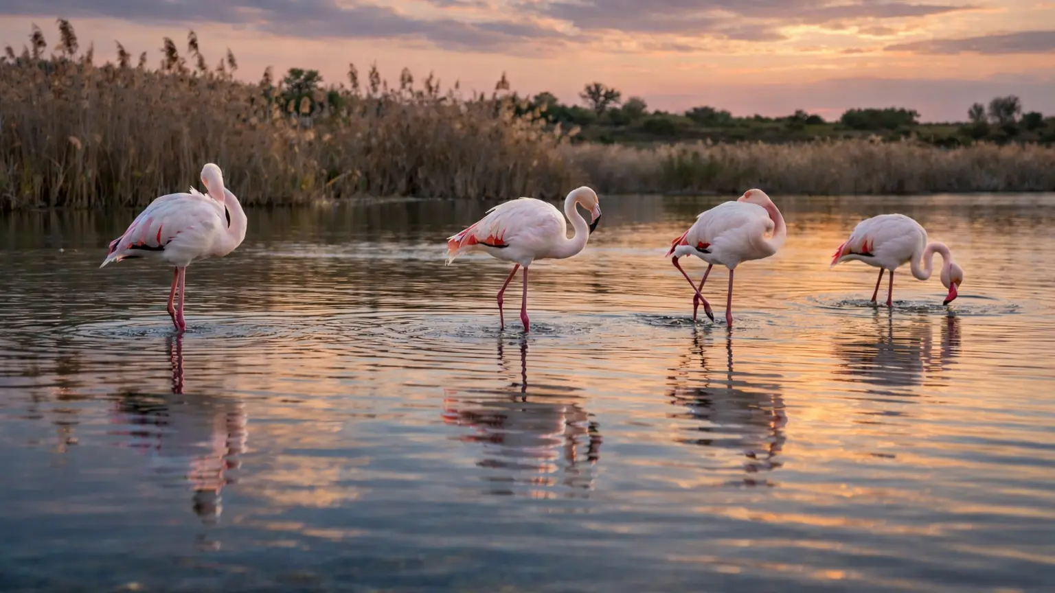 Różowe flamingi na Słonym Jeziorze w Larnace – Cypr poza sezonem