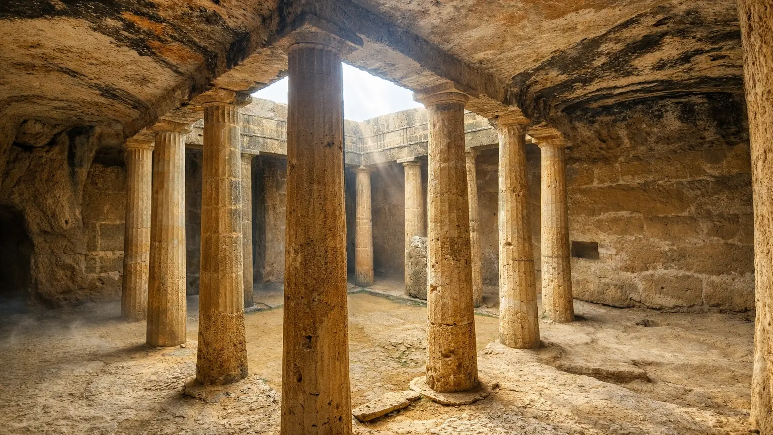 Grobowce Królewskie w Pafos – monumentalne podziemne nekropolie z kolumnami doryckimi
